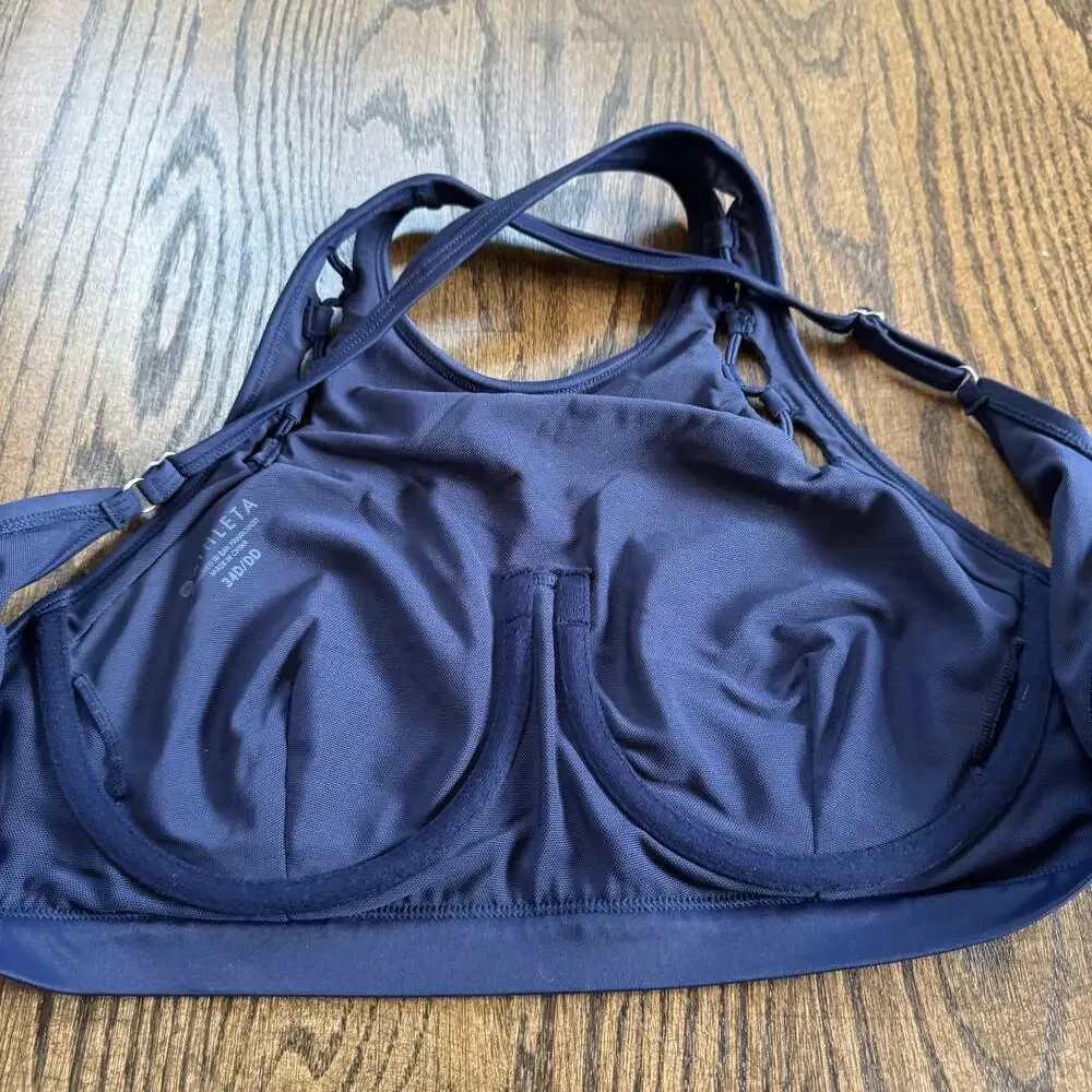 Athleta Women’s Navy Blue High Neck Halter Bikini Swim Top Size 34D/DD Small